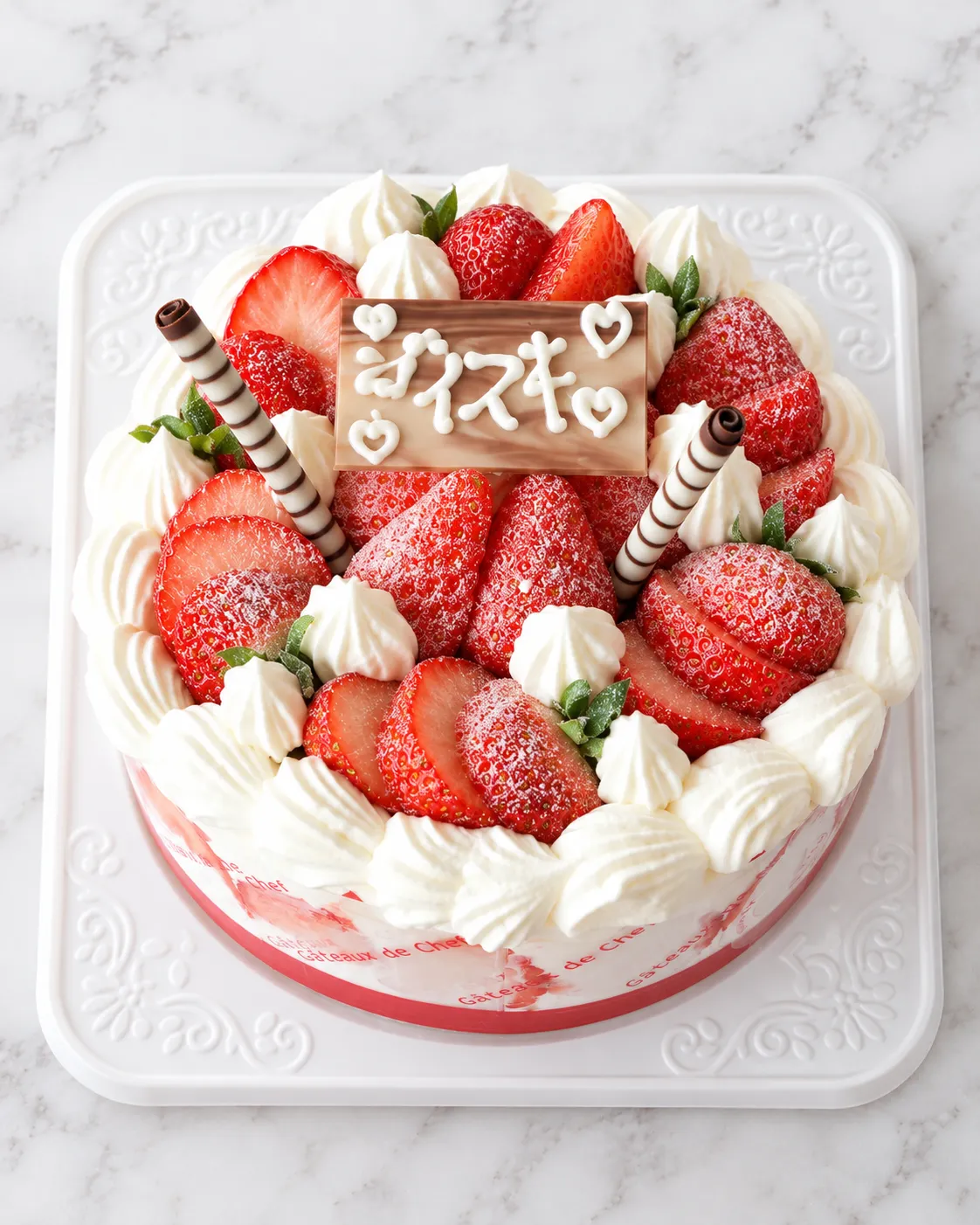 福井製菓のメッセージ付きいちごデコレーションケーキ