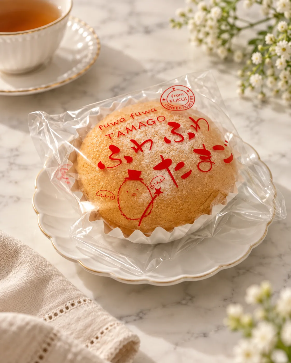 カスタードと生クリームを挟んだ福井製菓のふわふわたまご
