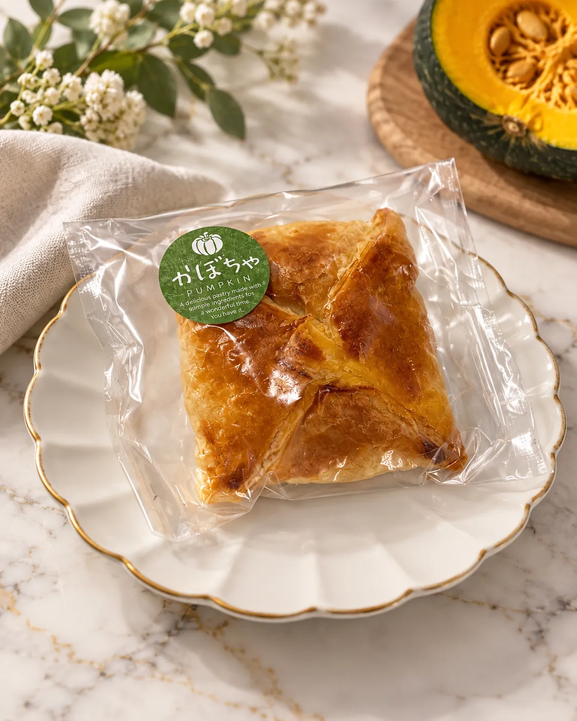 かぼちゃを練り込んだ白餡をパイ生地で包んだ福井製菓の松浦街道